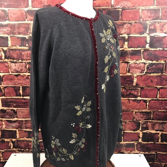 NEW Stiches in Time QVC Cardigan Sweater -Floral - Picture 5 of 8